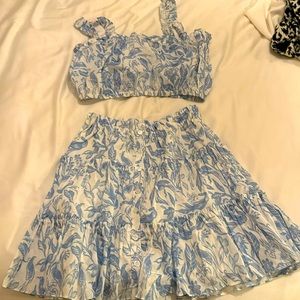 Beach club by intermix 2 piece set crop and skirt blue and white basically new